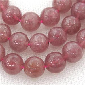 round Strawberry Quartz beads, pink, approx 4mm dia