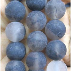 black watermelon quartz beads, round, matte, approx 12mm dia