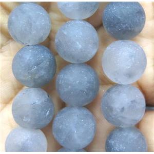 round matte Cloudy Quartz Beads, grey, approx 8mm dia