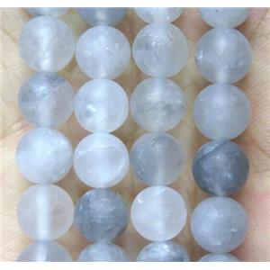 matte round gray Cloudy Quartz Beads, approx 8mm dia