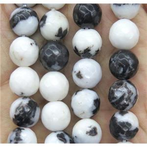 black Zebra Jasper beads, faceted round, approx 6mm dia