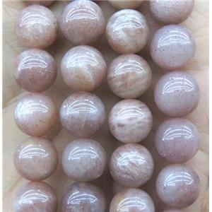 round SunStone Beads, pink, approx 12mm dia