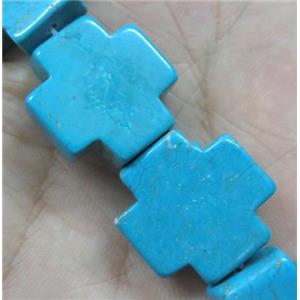 blue turquoise cross beads, approx 20x20mm