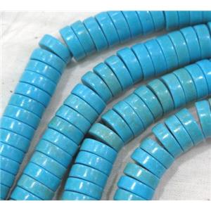 blue synthetic Turquoise heishi beads, approx 3x10mm