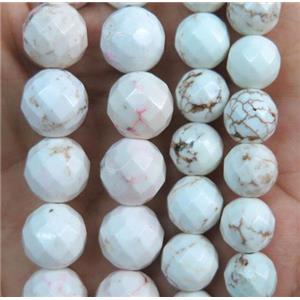 white Magnesite Turquoise beads, faceted round, approx 4mm dia