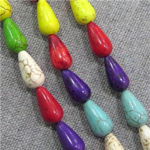 synthetic Turquoise teardrop beads, mix color, approx 13x18mm