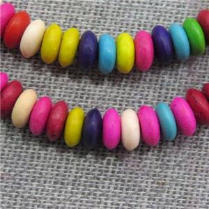 synthetic Turquoise rondelle beads, mix color, approx 6mm dia