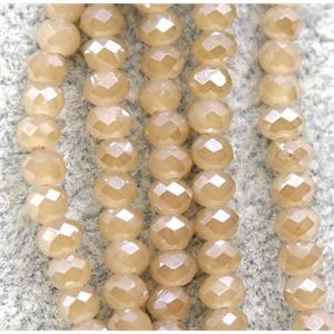 champagne chinese crystal glass beads, faceted rondelle, AB-color electroplated, approx 2.5x3mm, 150 pcs per st