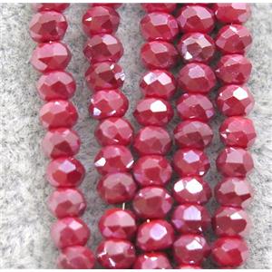 red chinese crystal glass beads, faceted rondelle, AB-color electroplated, approx 2.5x3mm, 150 pcs per st