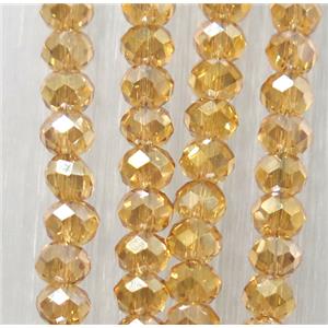 champagne chinese crystal glass beads, faceted rondelle, approx 2.5x3mm, 150 pcs per st