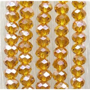 orange chinese crystal glass beads, faceted rondelle, approx 2.5x3mm, 150 pcs per st