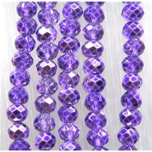 chinese crystal glass bead, faceted rondelle, purple, approx 2.5x3mm, 150 pcs per st