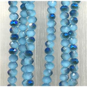 blue chinese Jadeite Glass beads, faceted rondelle, approx 2.5x3mm, 150 pcs per st