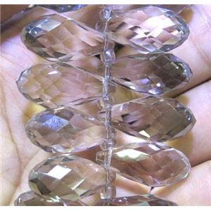 Chinese crystal glass bead, faceted teardrop, approx 10x18mm, 100pcs per st