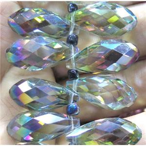 Chinese crystal glass bead, faceted teardrop, approx 12x25mm, 100pcs per st