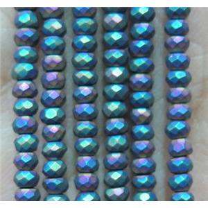 matte hematite beads, faceted rondelle, rainbow electroplated, approx 2x3mm