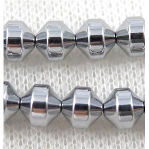 hematite awl beads, platinum, approx 4mm dia