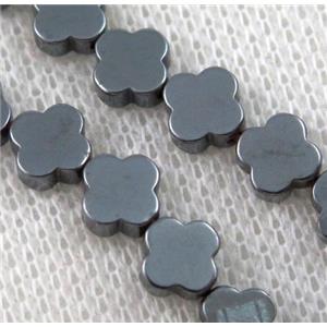 black Hematite Clover Beads, approx 13mm dia