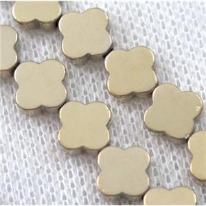 gold Hematite Clover Beads, approx 13mm dia