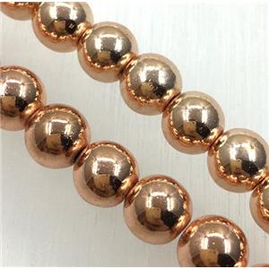 round hematite beads, rose gold, approx 2mm dia