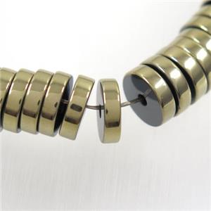 lt.golden Hematite heishi beads, approx 2x4mm