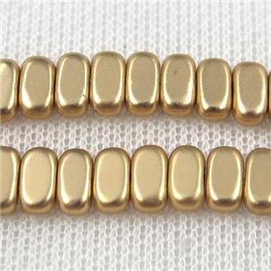 Hematite beads, oval, lt.golden, approx 4x8mm