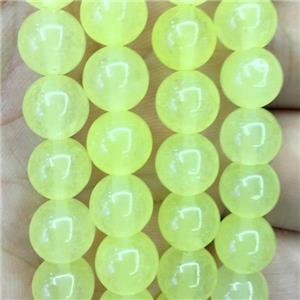 yellow Malaysia Jade beads, round, approx 4mm dia