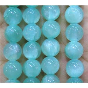 jade bead, round, stabile, aqua, approx 6mm dia