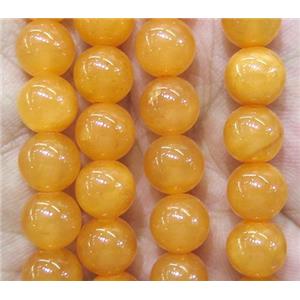 jade bead, round, stabile, orange, approx 4mm dia