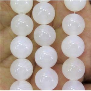 white jade bead, round, stabile, 12mm dia, 33pcs per st