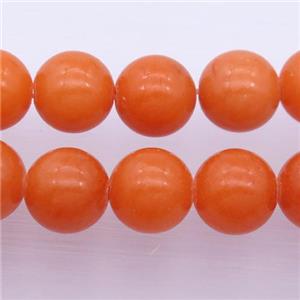 orange jade bead, round, stabile, approx 8mm dia, 48pcs per st