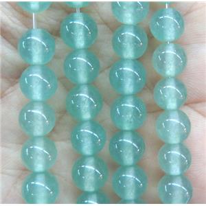 round jade stone beads, dye, green, approx 8mm dia