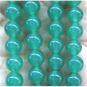 round jade stone beads, dye, green, approx 8mm dia