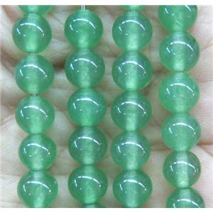 round jade stone beads, dye, green, approx 8mm dia