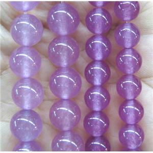 round jade stone beads, dye, lt.hotpink, approx 6mm dia