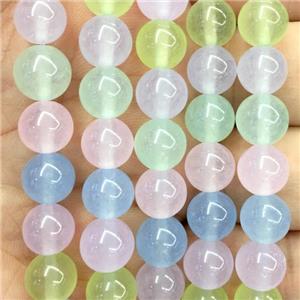 round Malaysia Jade beads, mix color, approx 12mm dia