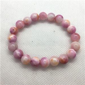 Stretch Jade bracelet, round, dye, approx 8mm dia, 22pcs per st