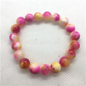 Stretch Jade bracelet, round, dye, approx 6mm, 28pcs per st