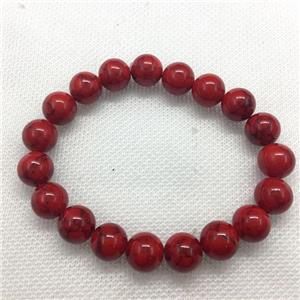 Stretch Jade bracelet, round, dye, approx 6mm, 28pcs per st