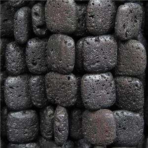 black Lava Stone beads, square, approx 16x16mm