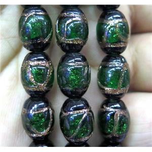 lampwork bead, barrel, approx 8x10mm, 25pcs per st