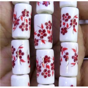 Porcelain beads, tube, approx 8x16mm, 20pcs per st