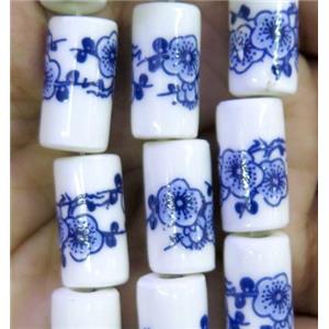 Porcelain beads, tube, approx 8x16mm, 20pcs per st