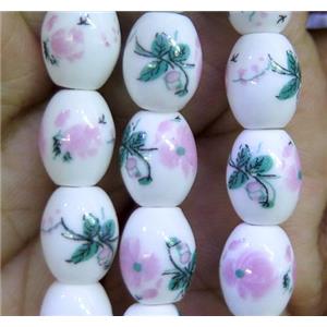 Porcelain barrel beads, approx 8x10mm, 32pcs per st