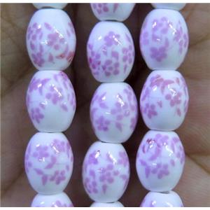 Porcelain barrel beads, approx 8x10mm, 32pcs per st