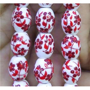 Porcelain barrel beads, approx 8x10mm, 32pcs per st