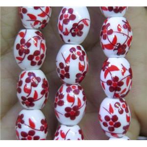 Porcelain barrel beads, approx 8x10mm, 32pcs per st