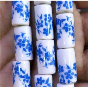 Porcelain beads, tube, approx 8x16mm, 20pcs per st