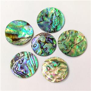 Paua Abalone Shell Circle Pendant No-hole Flat-Round, approx 30mm dia