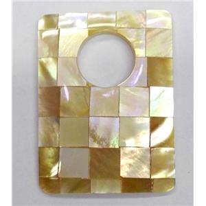 Paua Abalone shell pendant, rectangle, approx 30x40mm